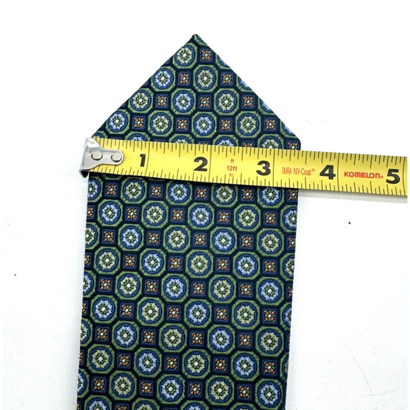 Bruno Piattelli Tie Men Geometric Floral Geometric Vintage 100% Silk USA Necktie - Picture 8 of 9